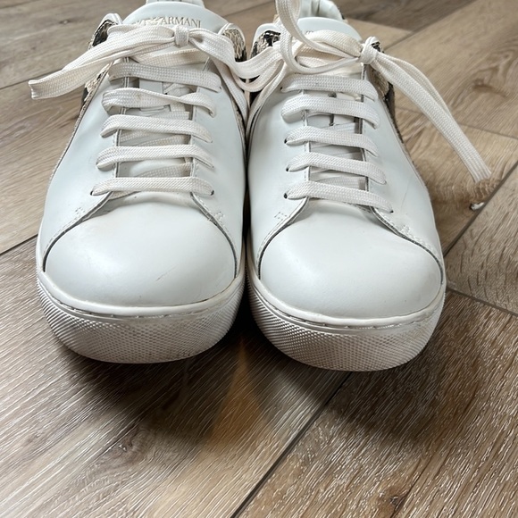 Emporio Armani Leather Sneaker with Snakeskin Detail - Picture 3 of 11